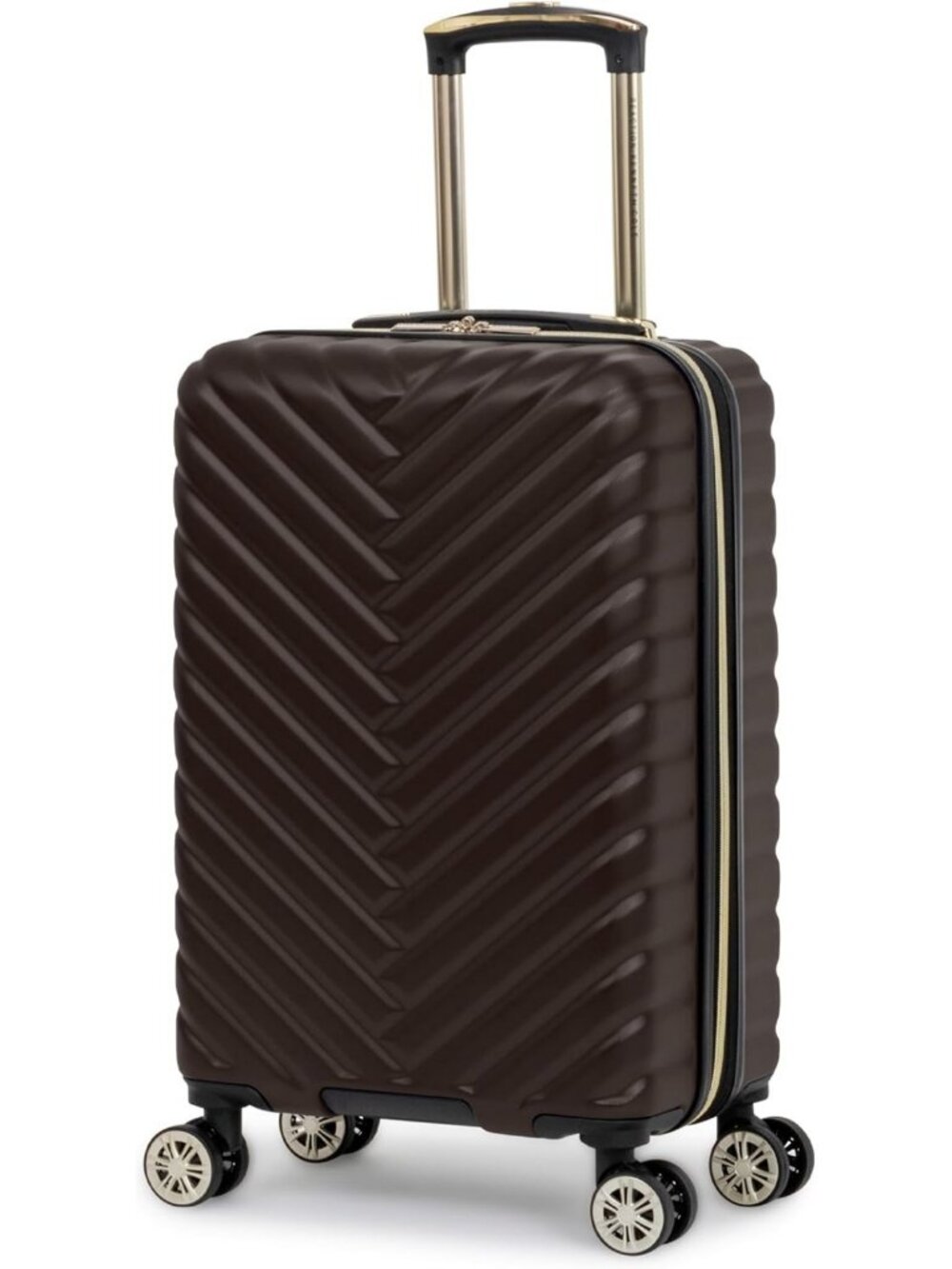 Lightweight Expandable Hardside Spinner Luggage, Chevron Design, 20-Inch, Brown